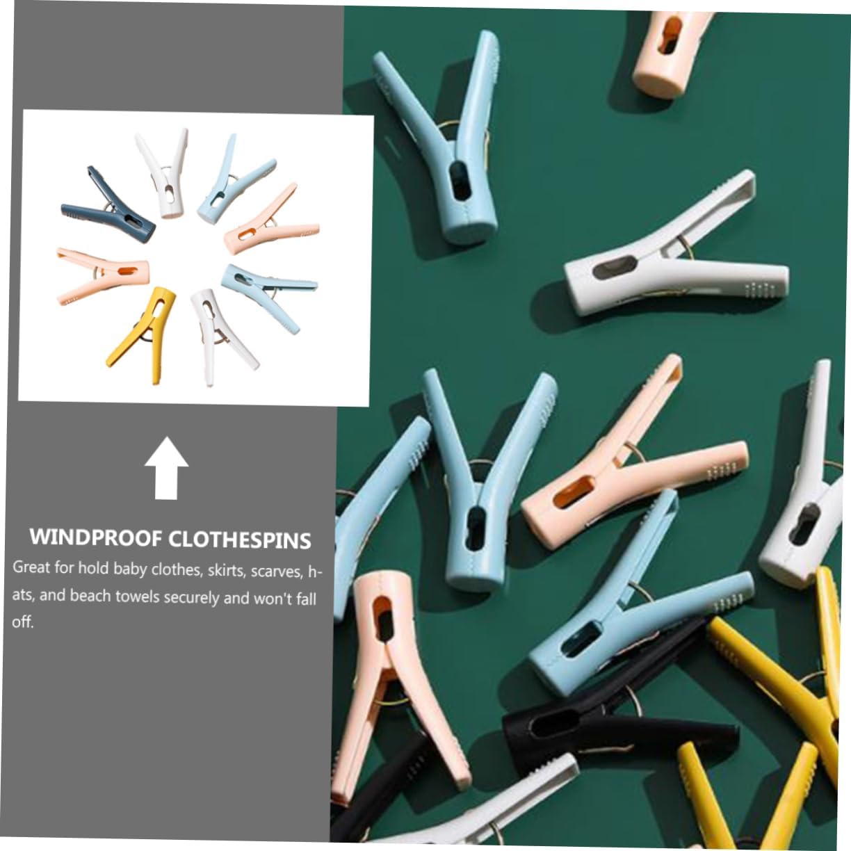 Ciieeo 50pcs Windproof Plastic Clothes Clips Clothespins for Clothes Skirts Scarves and Beach Towels Lightweight Strong Grip Random Colors for Secure Drying