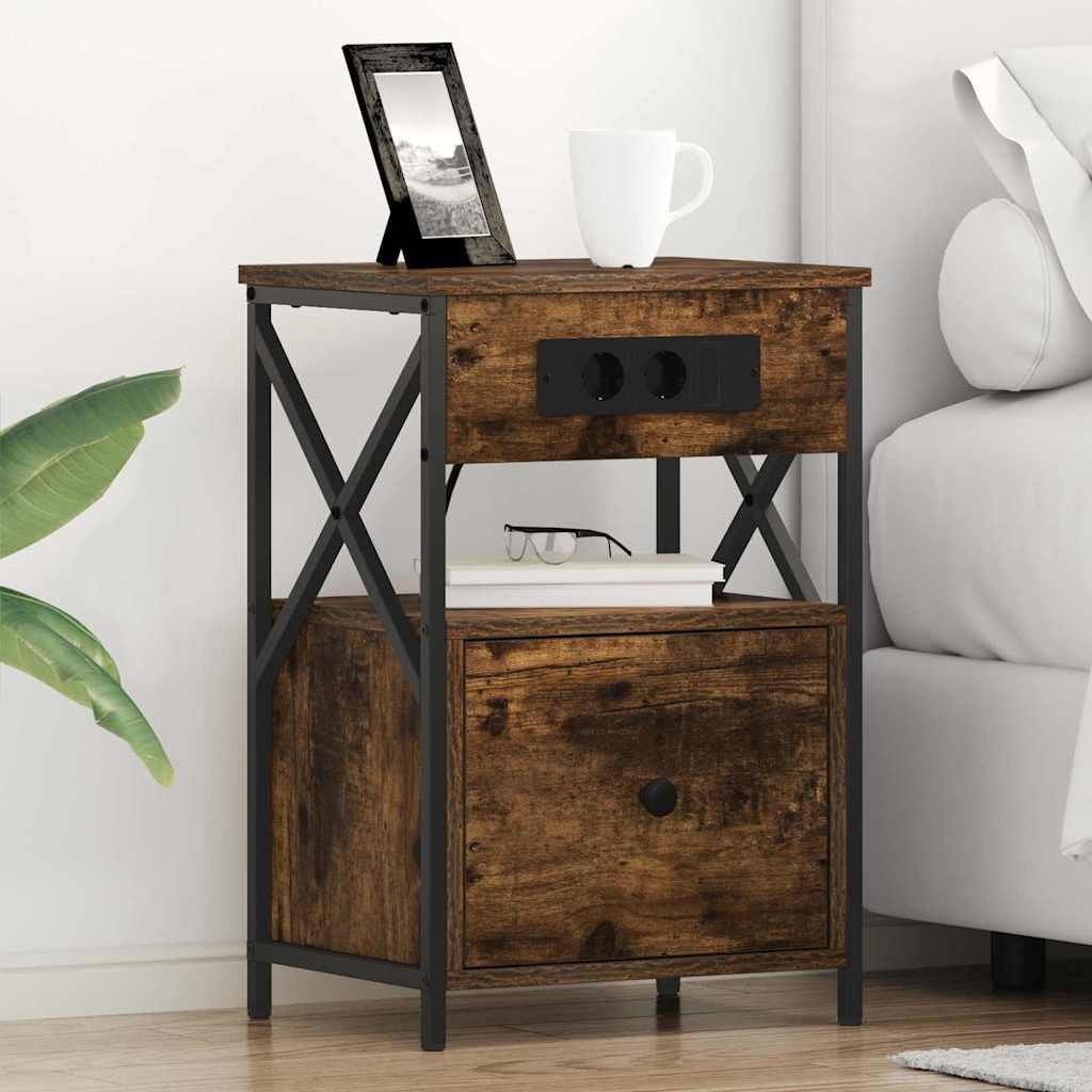 Mesa de Noche Moderna con Cajones y Estanterías, Armario de Almacenamiento Compacto con Acabado Texturizado y Marco de Acero, Fácil Ensamblaje para Dormitorio Funcional