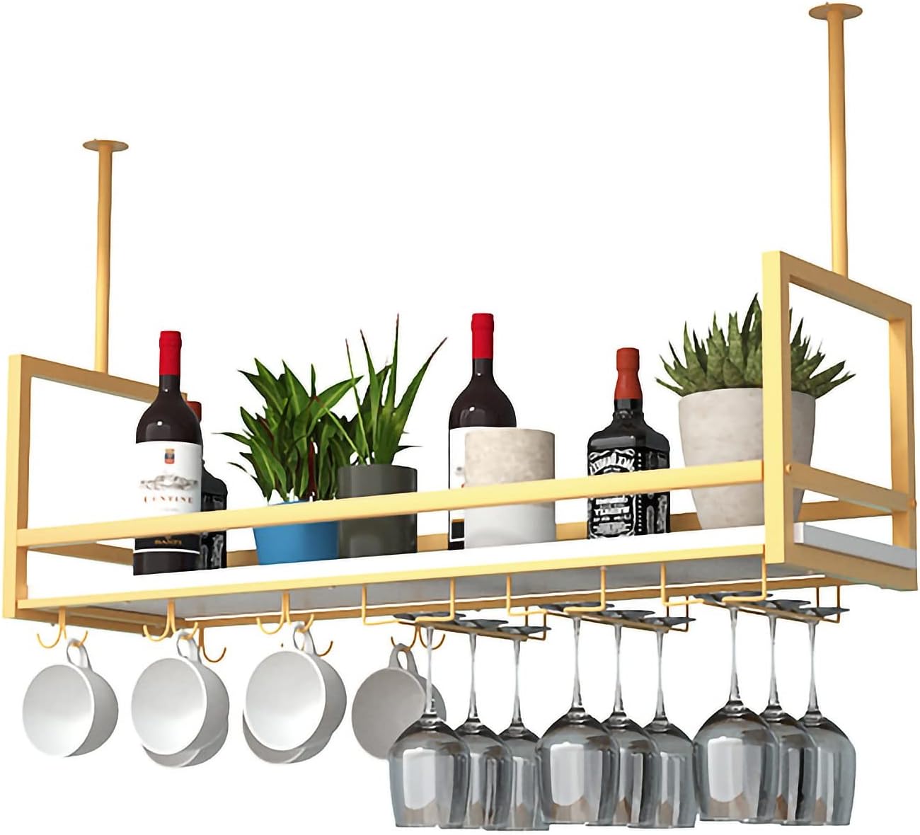 Mobile Storage Rack Freestanding Display Rack Tool Pegboard Garage,Ceiling-Mounted Wine Glass Holder & Rack - Vintage Metal Wine Rack with Glass Shelf for Stemware Under Cabinet Storage for