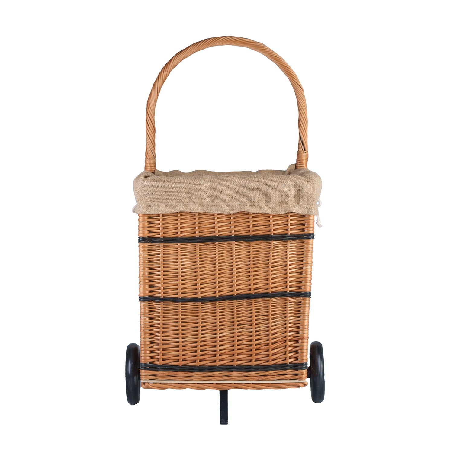 Cestino per legna da ardere in salice, carrello semicircolare solido per camino e stoccaggio, versatile cestino per legna da ardere e shopping, fodera in iuta resistente