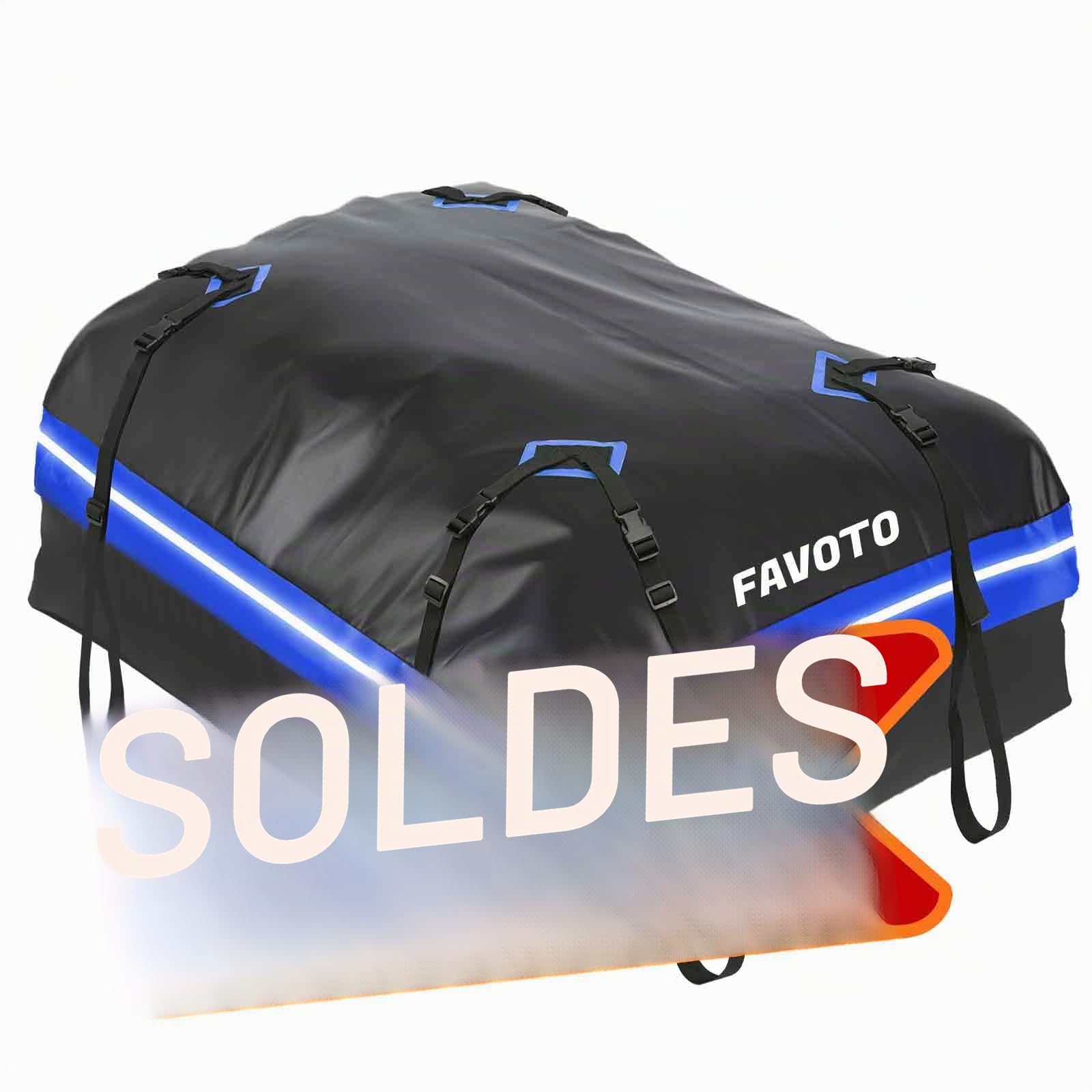 Favoto Coffre de Toit Voiture Imperméable - Sac de Toit Porte-Bagages 425L Pliable avec Tapis Antidérapant Crochet de Porte et Sangles de Renfort pour Le Transport des Bagages Bleu