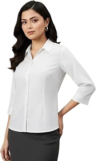 Women's Viscose Rayon Button Down 3/4 Sleeves Collar Neck Plain Formal Shirt Price In India
