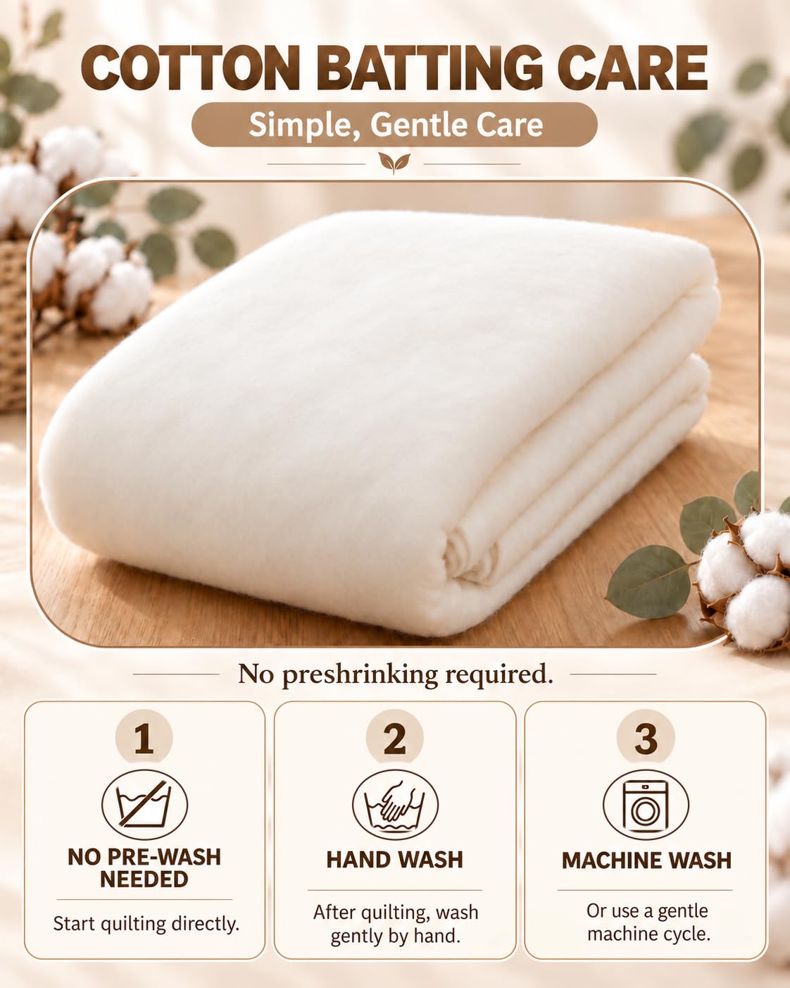 PLANTIONAL Cotton Batting - Soft & Durable Quilting -5 PLANTIONAL Cotton Batting - Soft & Durable Quilting -5