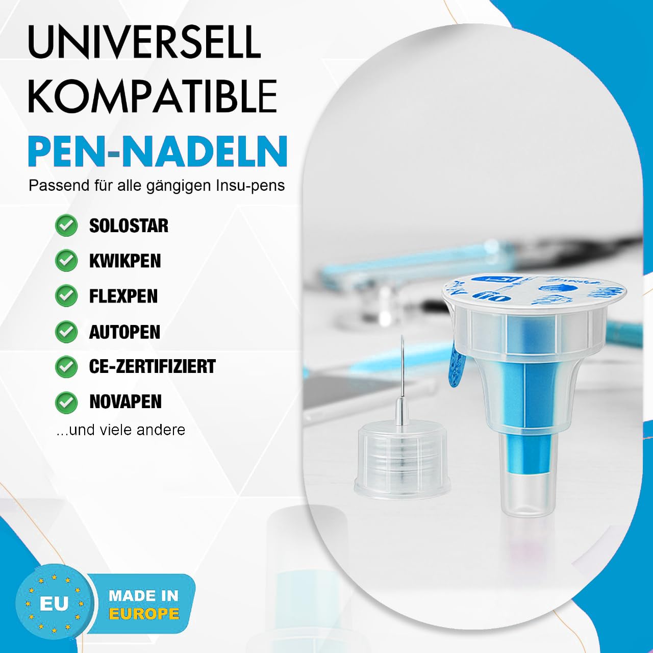 Sterile Einweg-Nadeln 31G (0,25 mm x 8mm) - 100 Stück Mit Schutzfolie Für Labor, Industrie, Kosmetik, Lebensmittelherstellung, Epoxidharz, Parfüm, Schmierstoffe, Dichtstoffe