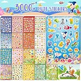 3000+PCS Kids Stickers for Water Bottles, 18 Themes with Cars Food Trucks Plant, Animal Stickers for