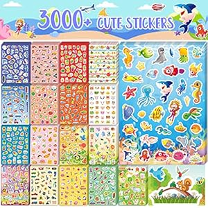 3000+PCS Kids Stickers for Water Bottles, 18 Themes with Cars Food Trucks Plant, Animal Stickers for Toddlers Students Teachers Adults Parent, Cute Stickers for Journaling Gift Laptop Phone