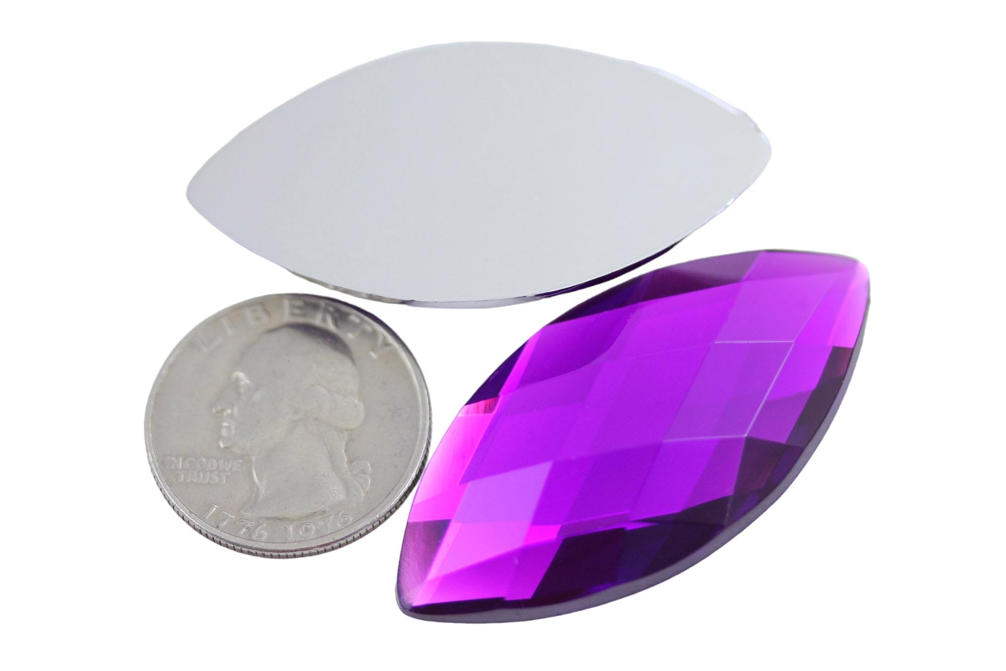 Allstarco Purple Amethyst H105 50X25mm Large Flat Back Navette Acrylic Rhinestones Large Cosplay Gems Marquise Embelishments Diy Crafts - 2 Pieces