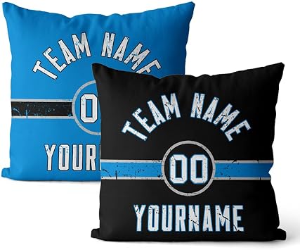 Custom Throw Pillow Carolina Personalized Style Print Name and Number for Men Women Boy Gift 1 Pack, Black & Royal & White
