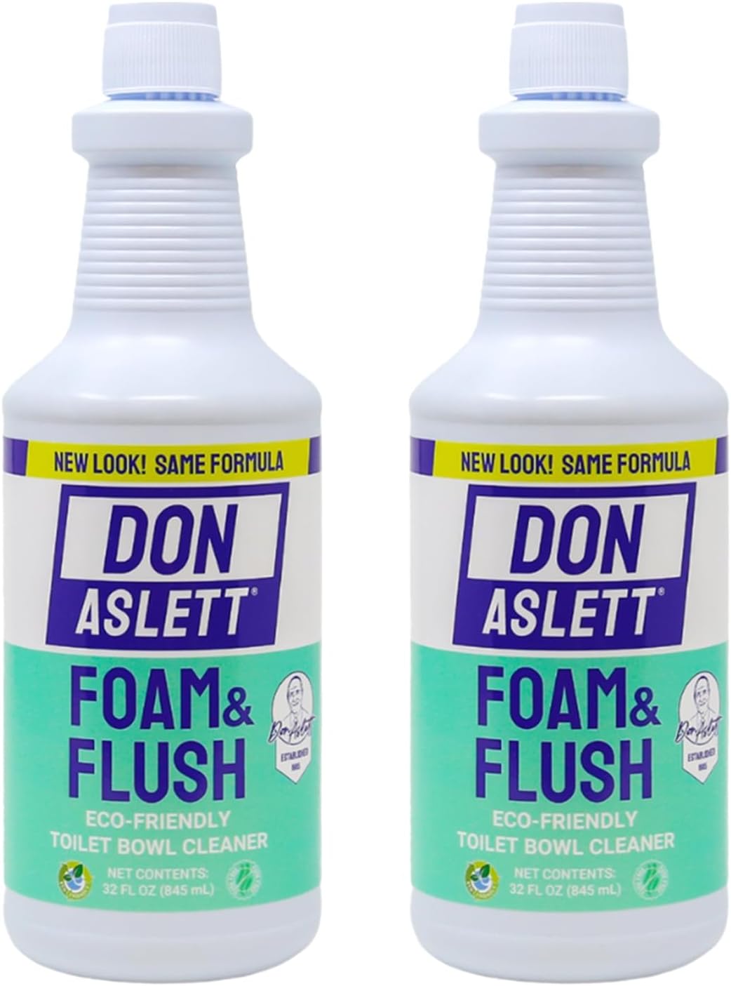 Foam & Flush Toilet Bowl Cleaner (32 Oz Bottle, Pack of 2) Eco Friendly, Biodegradable Organic Acid Formula | Cleans, Brightens, Deodorizes