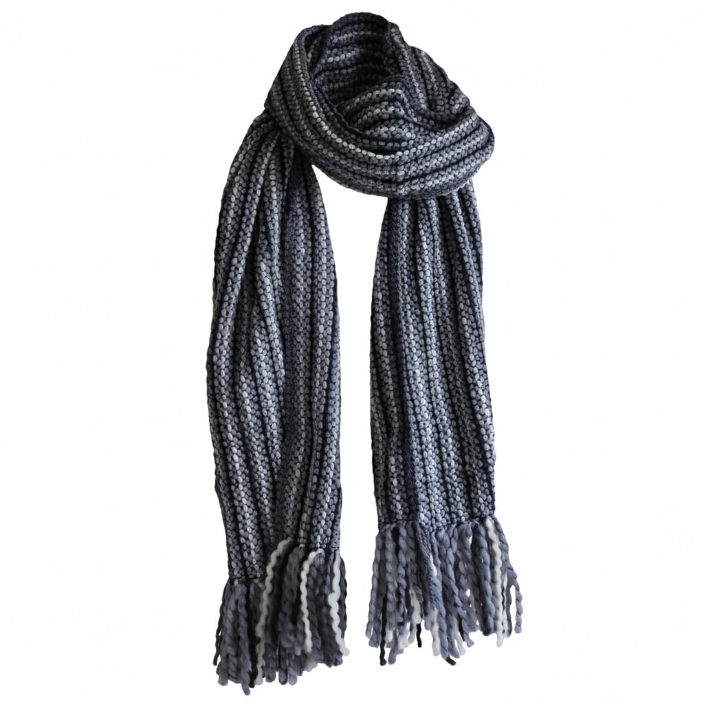 Striped Thick, Extra Long Luxurious Scarf - Handmade and Very Warm - Unisex