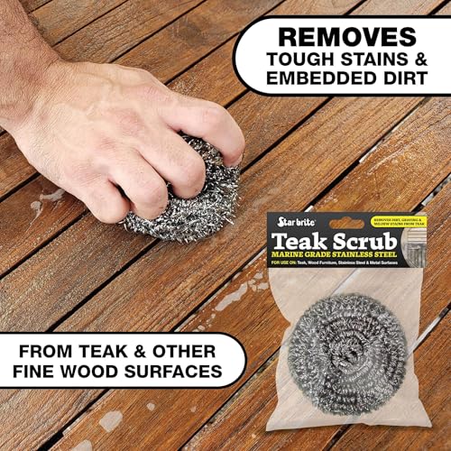 Image of STAR BRITE Marine-Grade Stainless Steel Scrub Scouring Pad Scrubber - Refinish Wood Furniture & Boat Teak