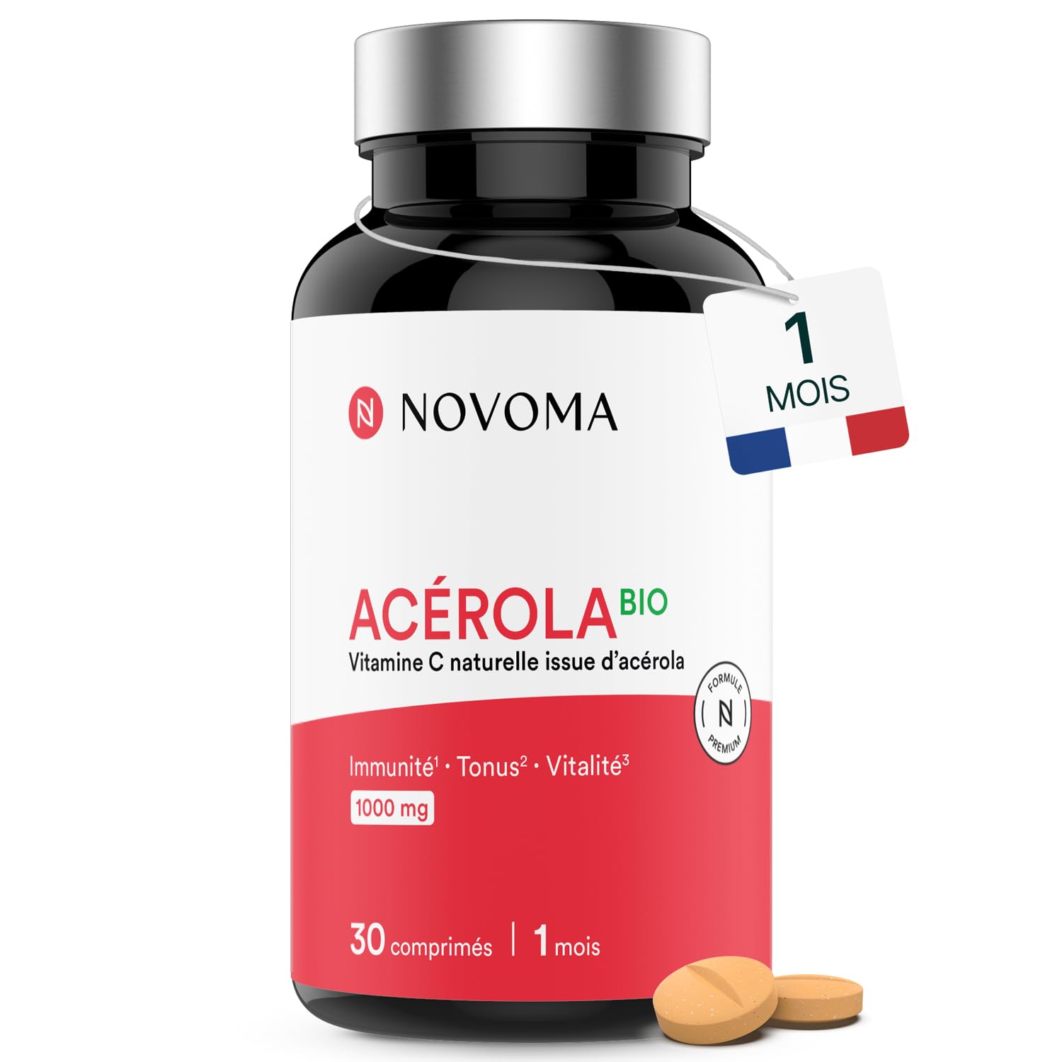 Novoma Acerola Bio 1000mg - Dont 170 mg de Vitamine C, 30 Comprimés