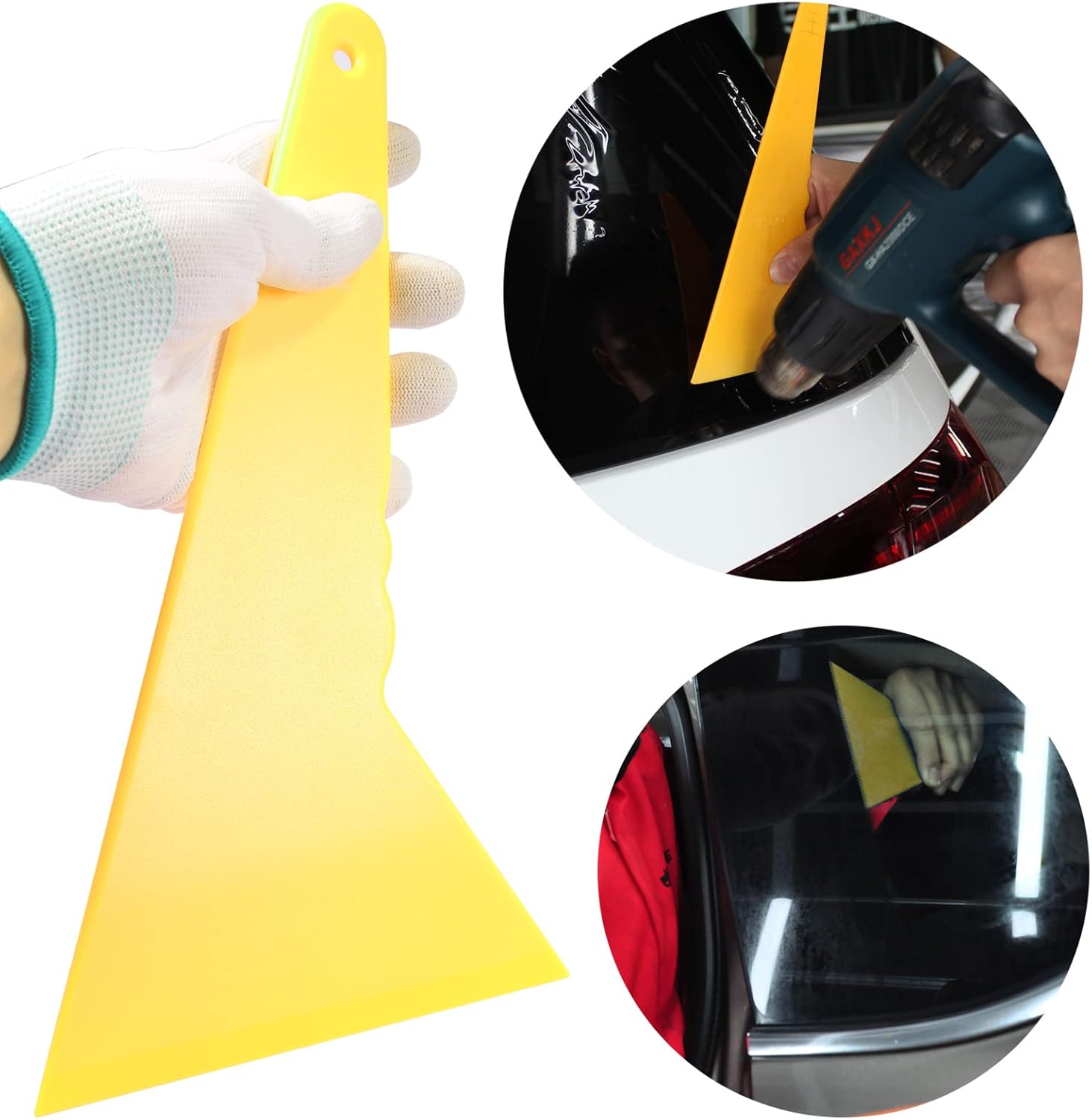 Car Window Film Scraper, Long Handle Plastic Squeegee for Vehicle Tinting Film, Vinyl Wrapping, Cleaning, Larger Version, 2 Pack