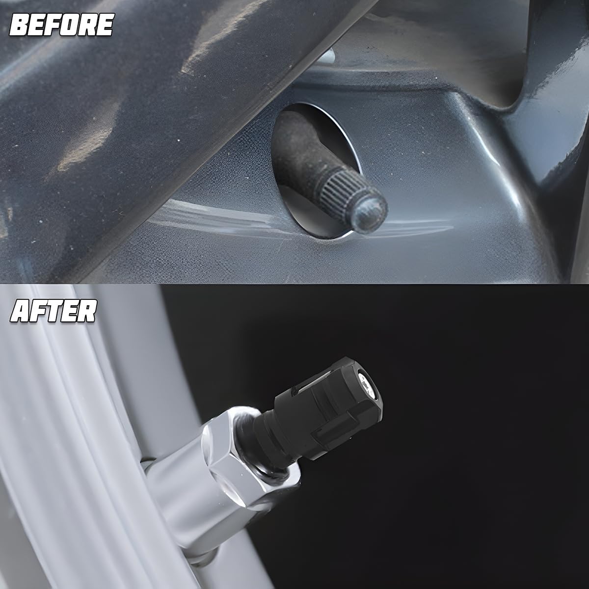 HZEL Car Tire Valve Stem Caps, 4PCS Aluminum Alloy Vehicle Air Caps Cover, Corrosion Resistant Leakproof Automobile Wheel Valve Stem Cover, Universal for Sedans Trucks Motorcycles (Black) - Image 5