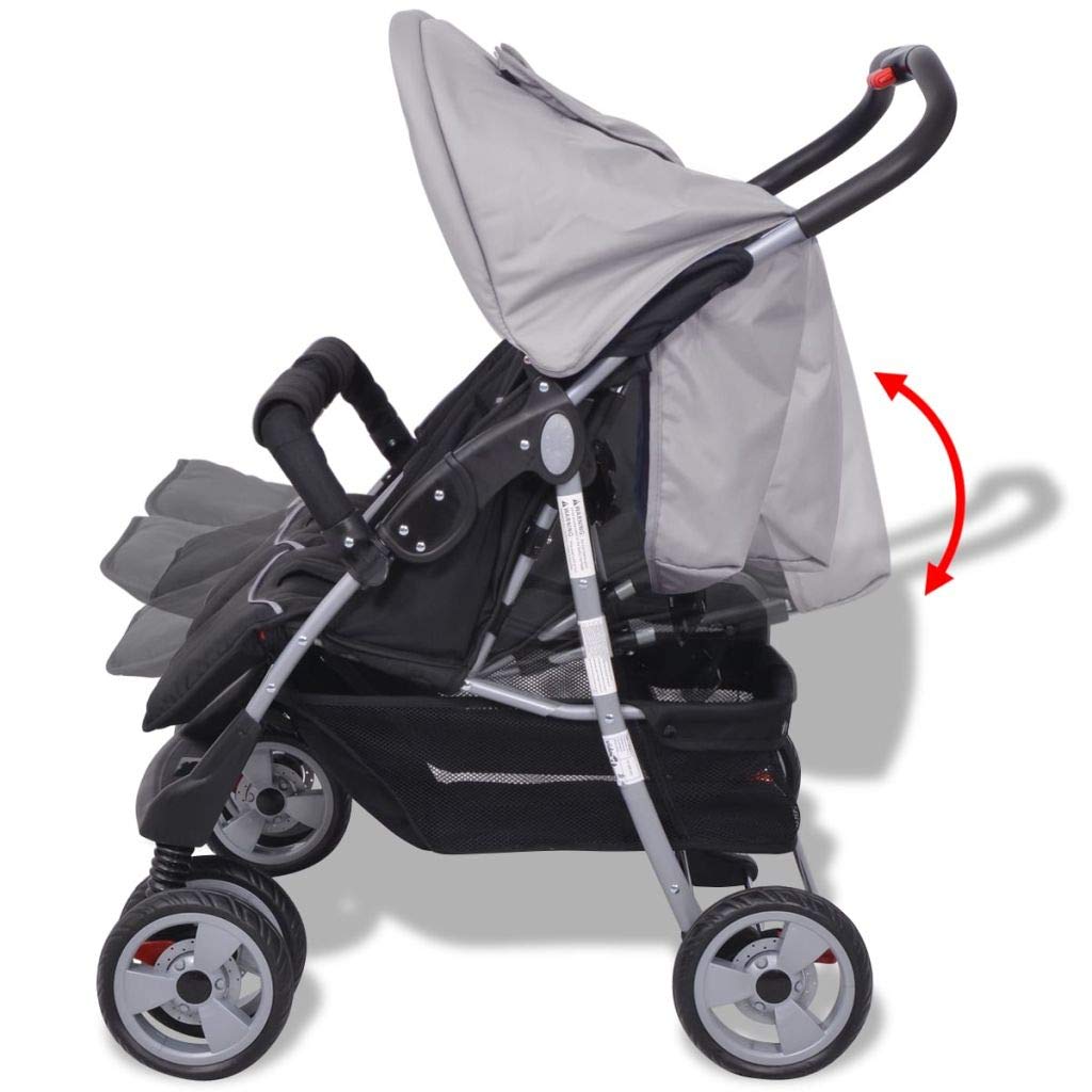 Tidyard Passeggino Carrozzina Gemellare Bimbini Pieghevole in Acciaio,Carrozzina Gemellare Pieghevole,Passeggino Doppio,Passeggino Pieghevole,Carrozzina Doppio 93x68x103 cm Carico 2x15 kg