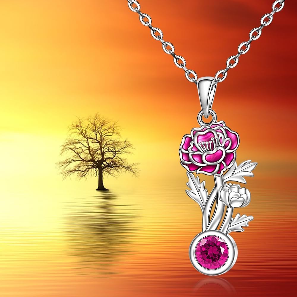 Fenthring Birth Flower Necklace October Birthstone Marigold Flower Necklace for Women Sterling Silver Marigold Pendant Jewelry Charm Birthday Christmas Gifts - Image 8