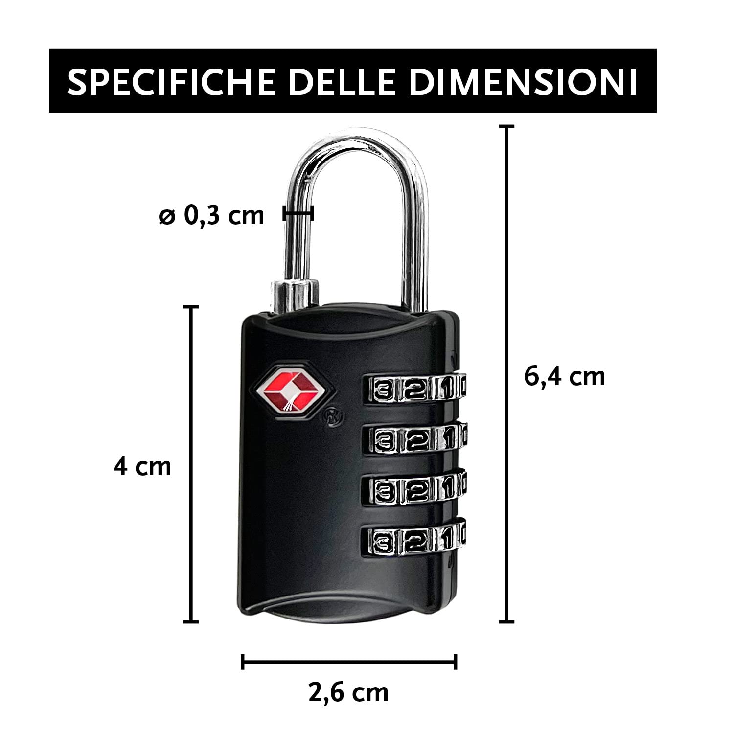 4 lucchetti TSA con codice a 4 cifre
