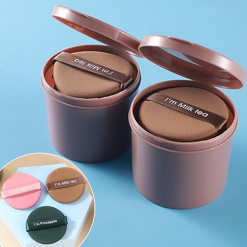 Miniatura 2 de 7 unids/caja cosmética Puff Set redondo doble cara suave maquillaje belleza cojín de aire soplos seco uso húmedo herramientas cosméticos (café)