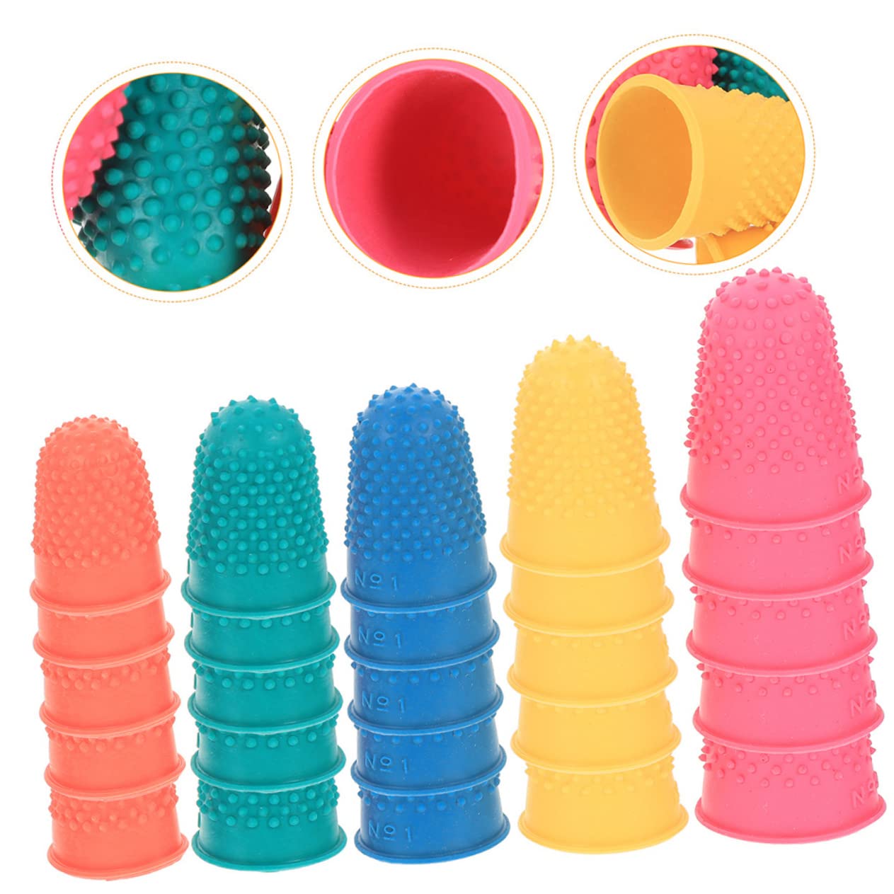 IWOWHERO 50pcs Nonslip Fingertip Protectors Cash Counting Savers Pink Random Color