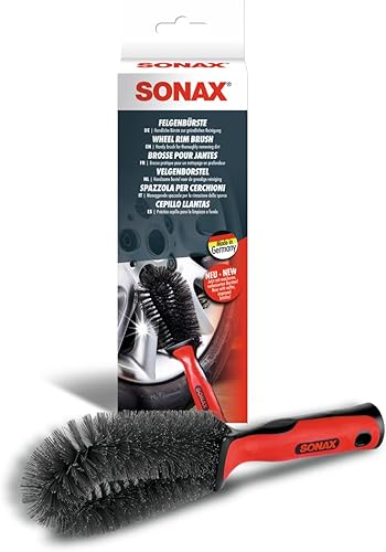 SONAX Cepillo para llantas 417900 | Herramienta ergonómica de limpieza de ruedas sin metal | Elimina el polvo de los frenos y la suciedad de la