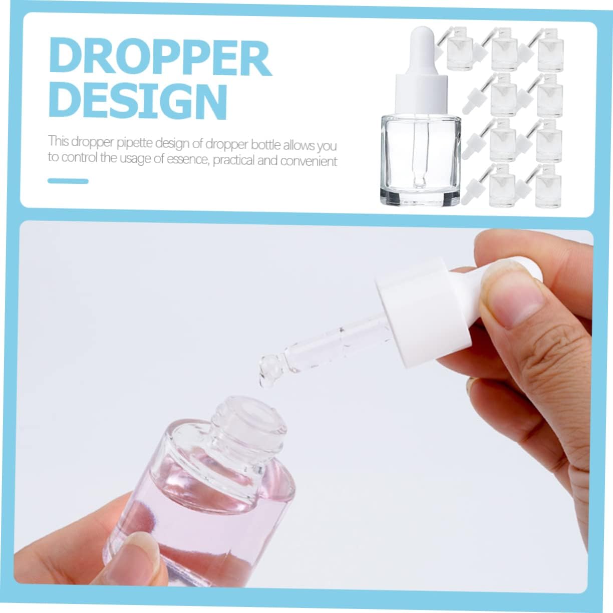 15ml Thick Bottom Essential Oil Dropper Bottles 20-Pack Glass Dispenser Bottles for Travel Liquid Medicine and Perfumes