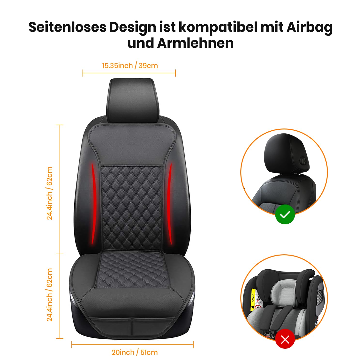 Sitzkissen, Bequeme Sitzbedeckung mit voller Rückenstützung, Universal Sitzkissen für Sitz im Winter (groß)