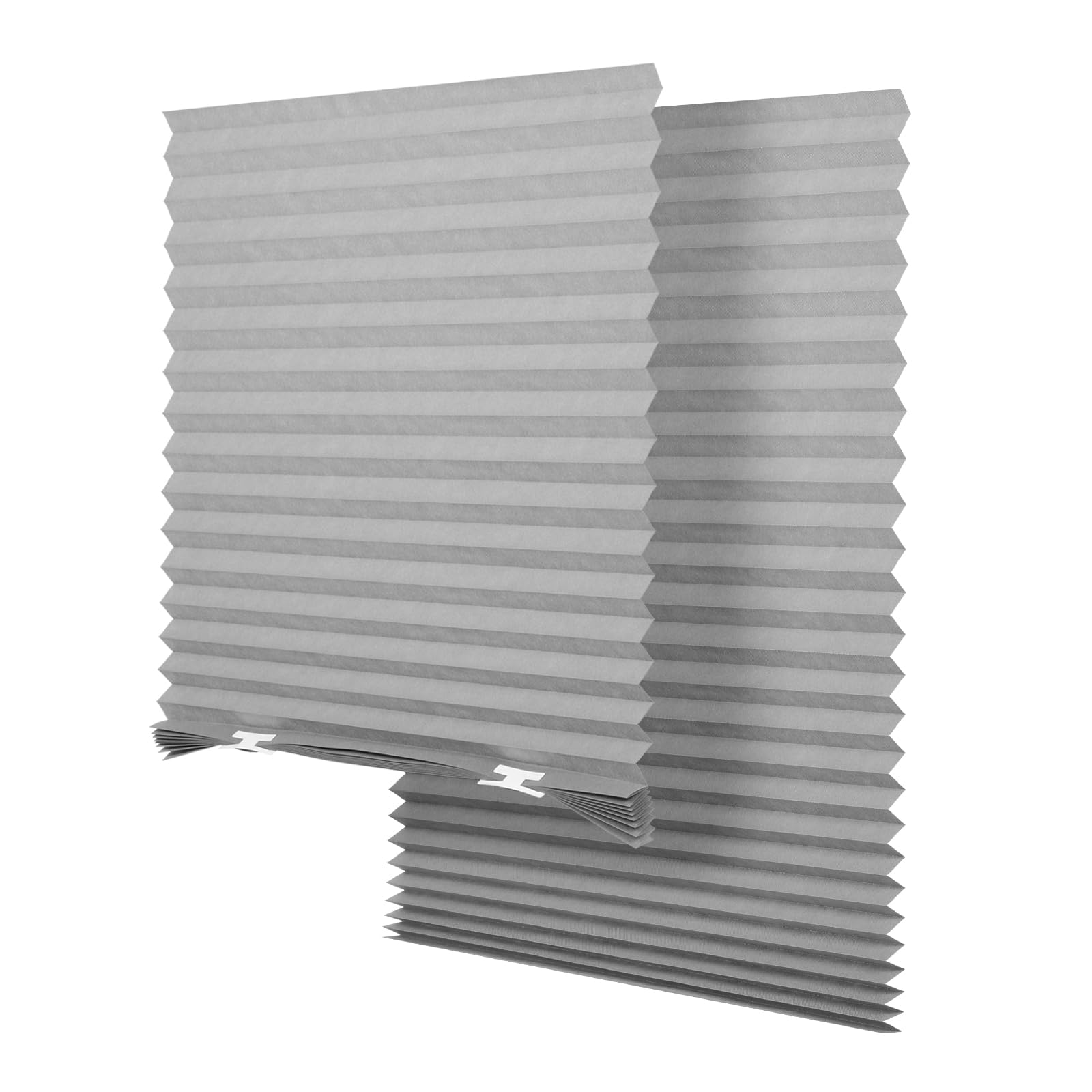 seeye light filtering temporary blinds cordless shades fabric pleated fabric shade easy to cut and install, 48" w x 72" l - 2 pack, grey, with 4 clips