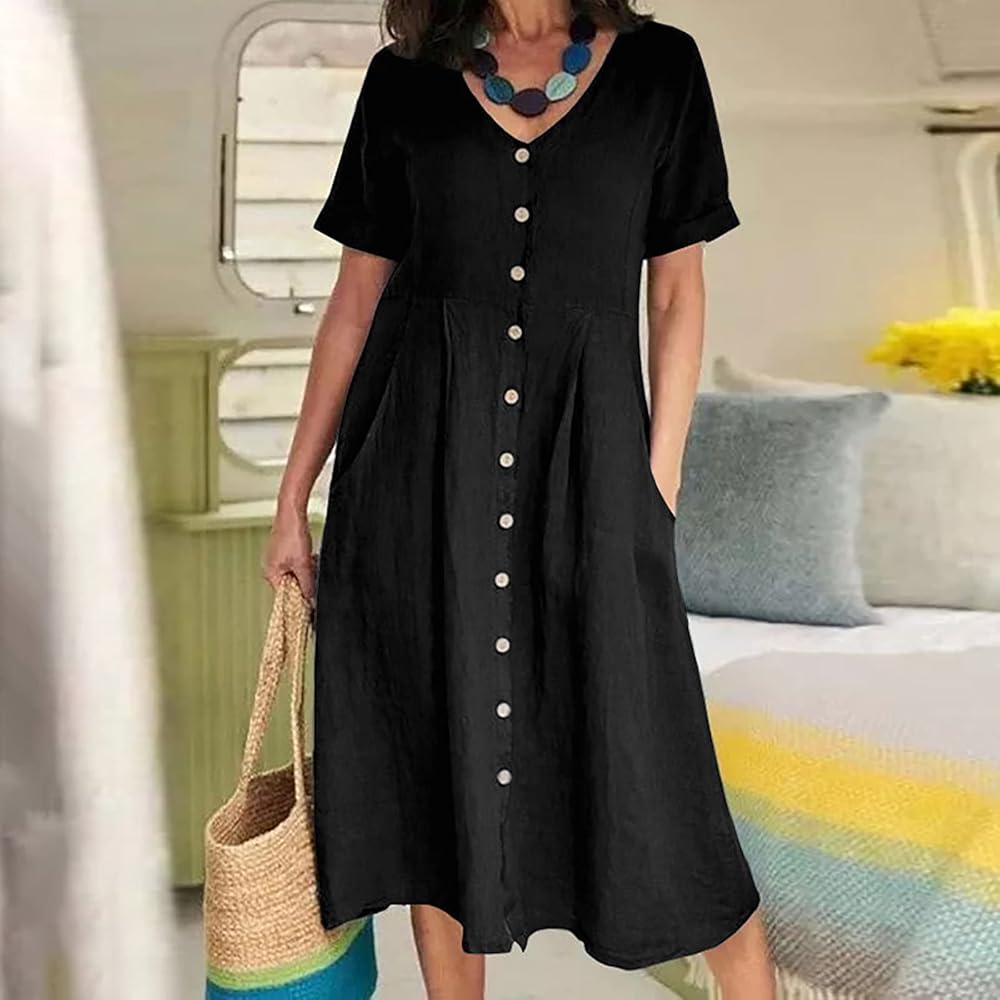 HOLIDAY COTTON LINEN LONG DRESS ブラック HOLIDAY COTTON LINEN LONG DRESS ブラック