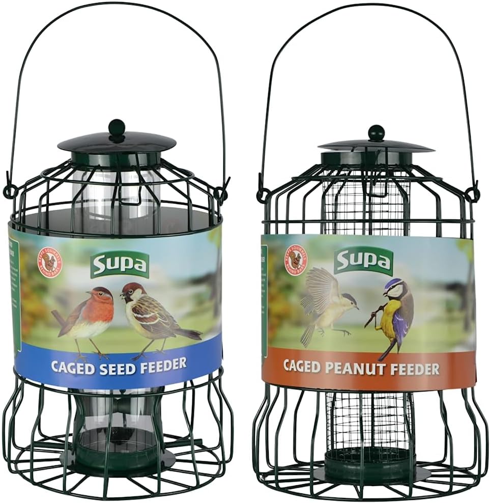 Supa Wild Bird Caged Seed Feeder Deters Squirrels and Larger Birds Such