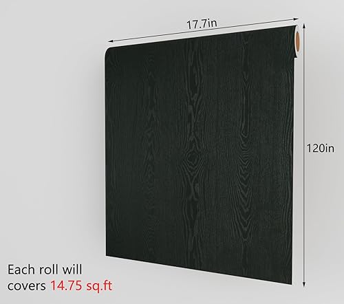 Miniatura 7 de Decotalk Papel de contacto de madera verde oscuro, papel de contacto de madera verde oscuro, papel de contacto de grano de madera de 17.7 x 120
