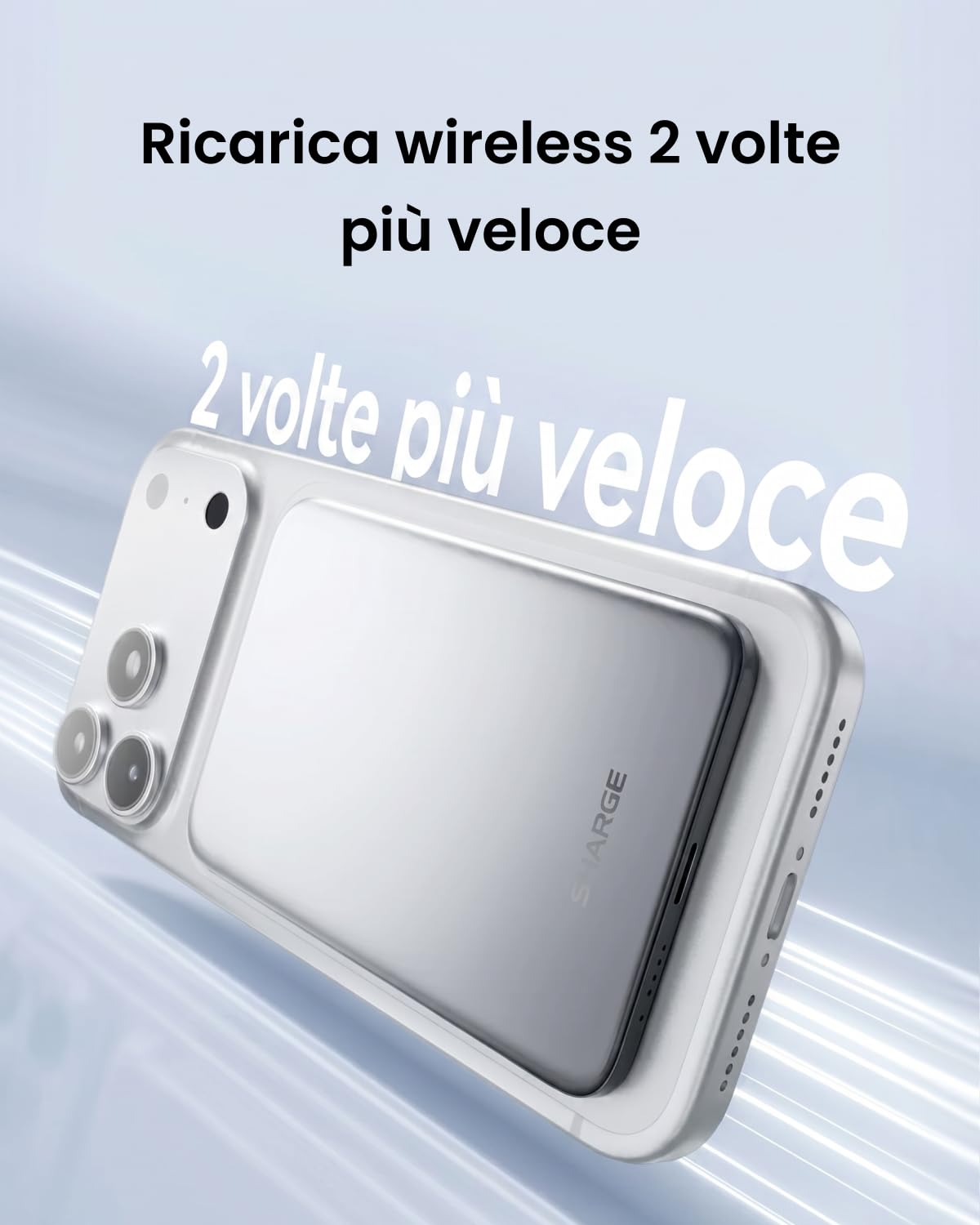 SHARGE Slim Power Bank Magnetico 5000mAh, Qi2 15W Ricarica Rapida Powerbank | Design Ultra Compatto e Leggero, Batteria Esterna Wireless Compatibile con iPhone 17/16/15/14