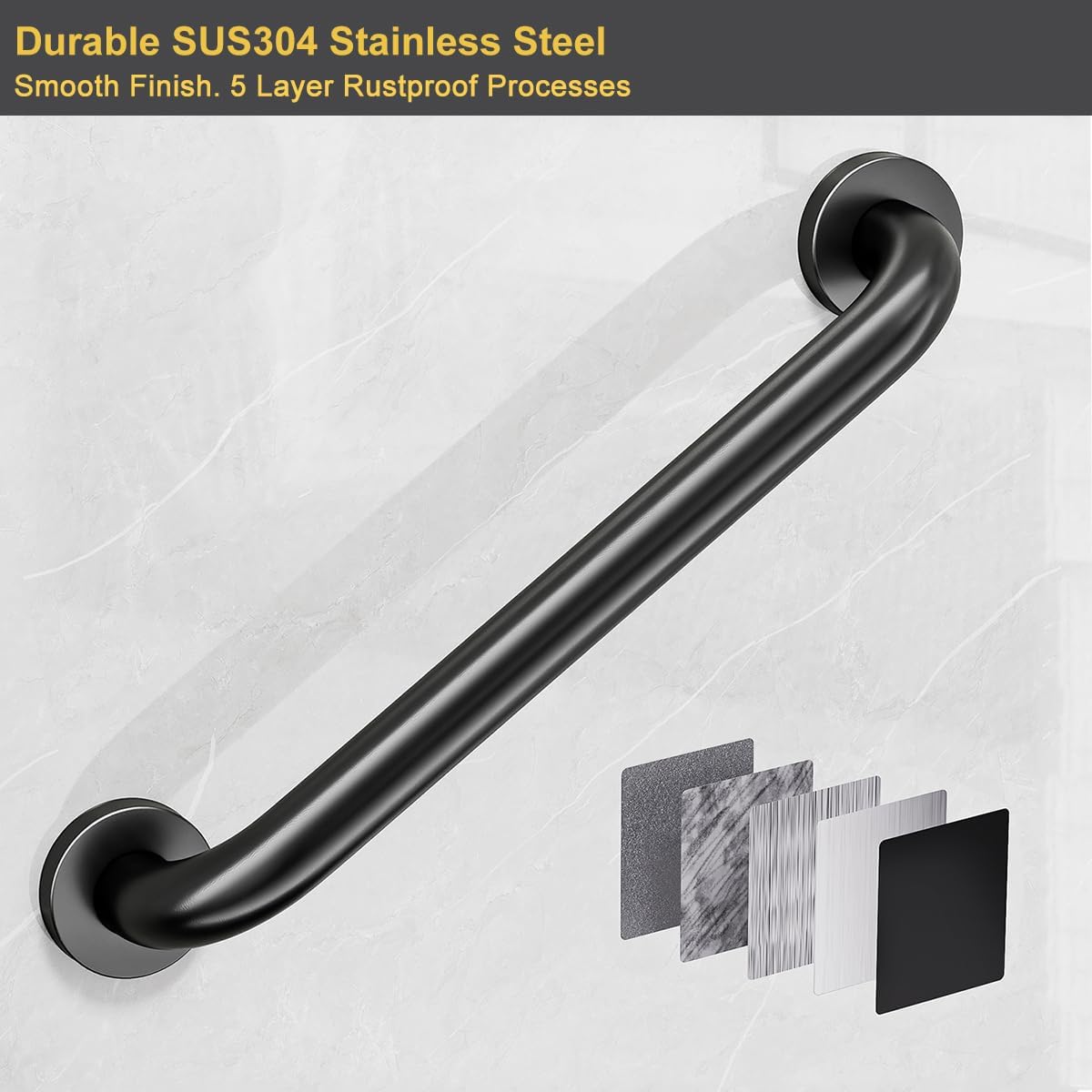 16 Inch Stainless Steel Bathroom Safety Grab Bars, Set of 2