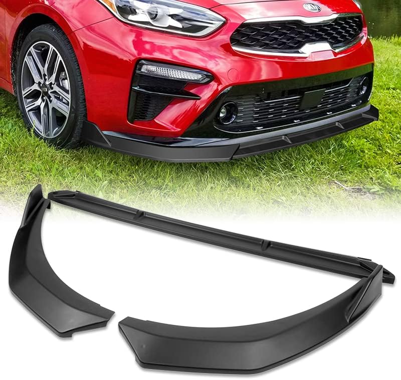 3PCS Front Bumper Lip Kit fit for compatible with 2019-2021 Kia Forte/Forte5, STP-Style Splitter Trim Protection Spoiler, Air-Dam-Chin-Diffuser (Unpainted Matt Black)