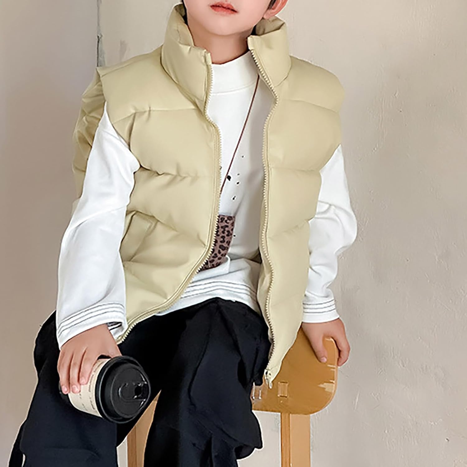 Girls Boys Puffer Vest Kids Winter Quilted Vest Zip Up Lightweight Packable Sleeveless Down Jacket Coat Warm Waistcoat Gilet