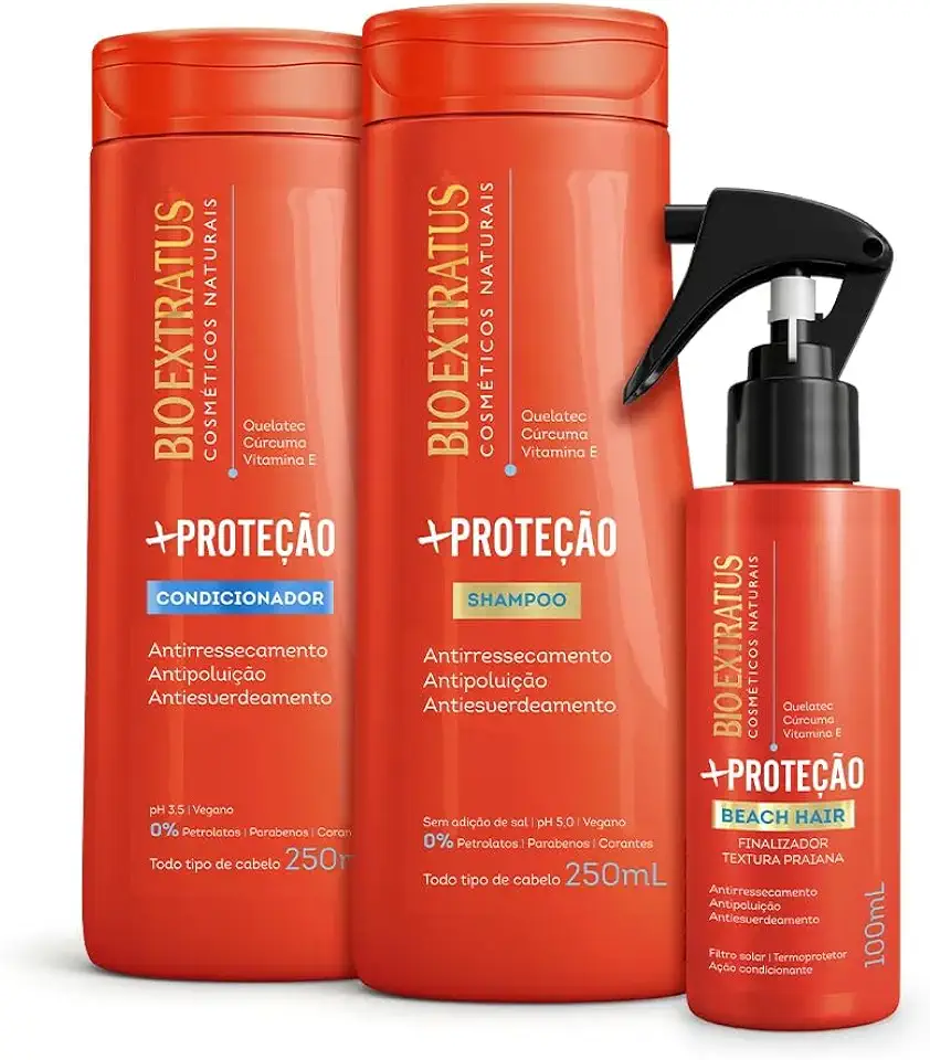 Kit Bio Extratus +Proteção Shampoo, Condicionador e Spray Beach Hair