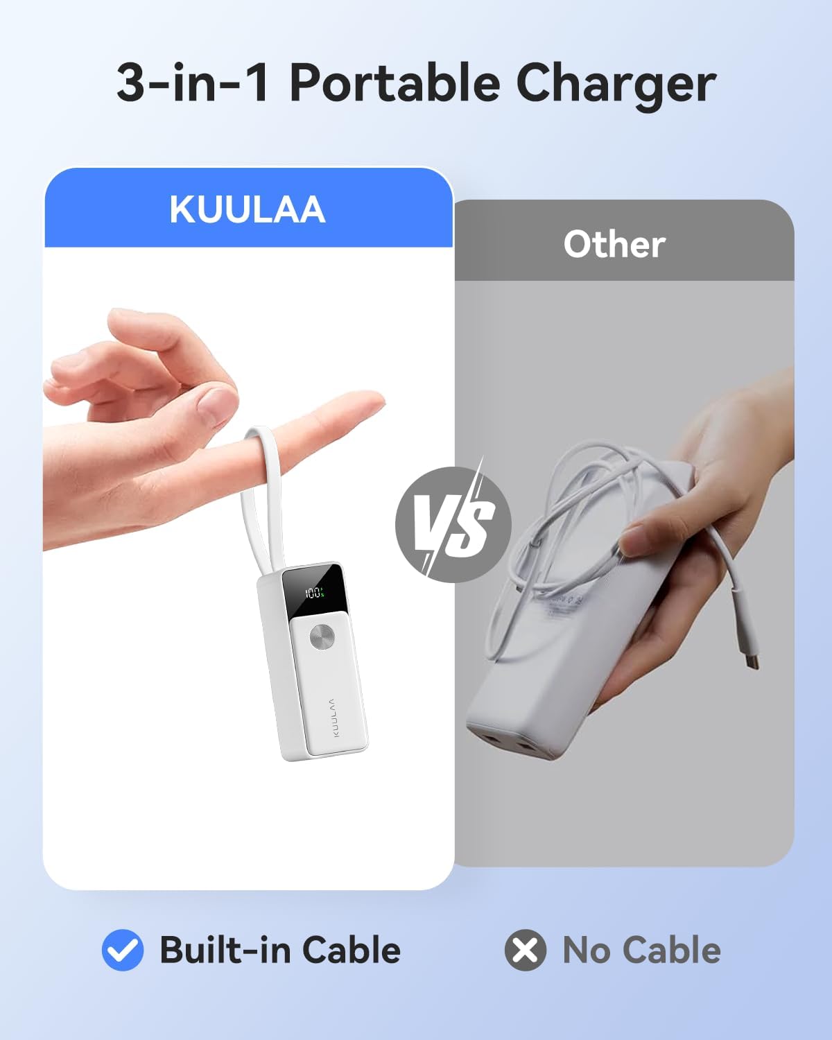 Kuulaa 3-in-1 charger with built-in cables