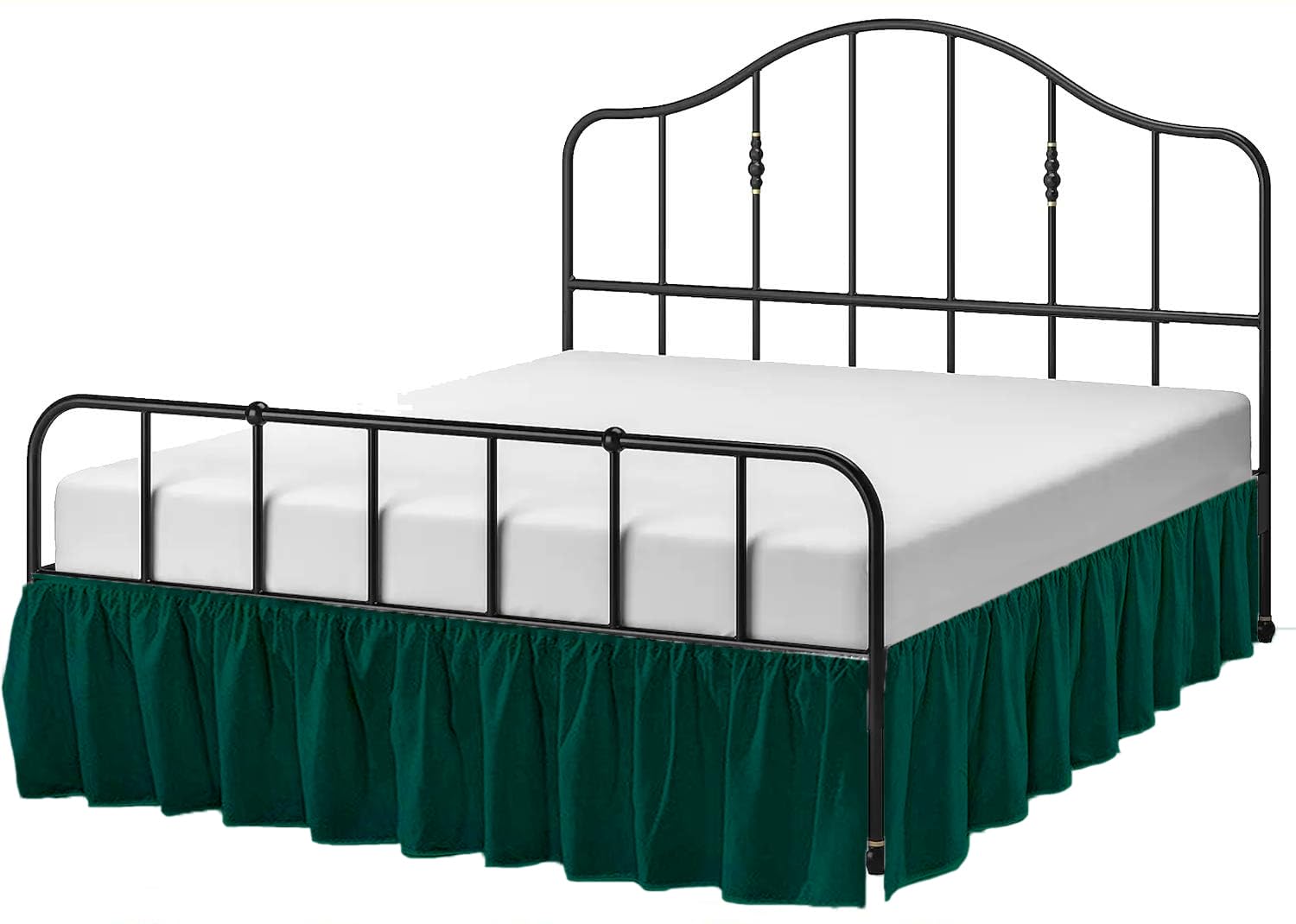 RAJVEER TEXTILE Microfiber Fabric Single Size Ruffled Bed Skirt(72" x 36") with Adjustable Three Fabric Sides Elastic Belts, Easy Fit Bed Skirt - 12" Height Teal Color