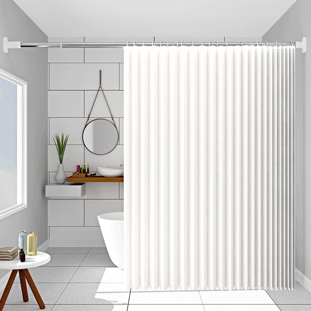 Tenda da Bagno Personalizzata, Impermeabile e Lavabile con paraschizzi Magnetico, Adatta per divisori e bagni- W80xH180cm-White