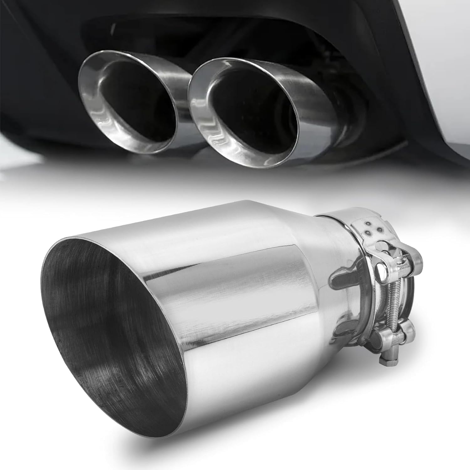 63MM(2.5") Punte Di Scarico Silenziatore Tubo Di Scarico Coda Terminale Uscita 101MM (4")170MMTubo Di Scarico Cromato In Acciaio Inossidabile Di Lunghezza Totale