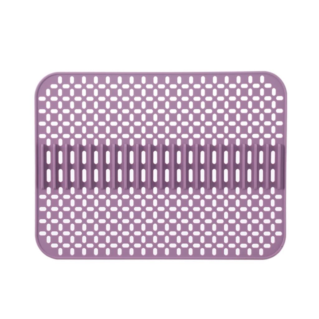 VUIKLCty Silicone skeleton mat kitchen sink mat draining board dishwasher sink non-slip mat multifunctional insulation mat thickened dish mat(Purple)