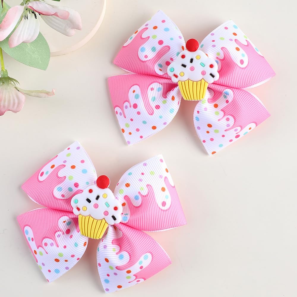 Baby Donut Headband Turban Bow Baby Girls Donut Hair Band Bow Baby Donut Headwarp BBG42 (Cakes-Pink Bow)