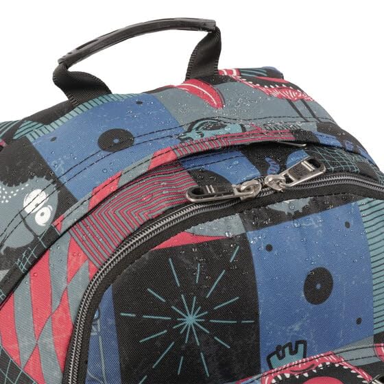 TOTTO - Mochila Escolar Grande, Modelo Rayol, Capacidad 19 L, 3 Compartimentos, 2 Bolsillos Botella, Bolsillo PC 14", Espaldar Ergonómico con Flujo de Aire, Correas en S, Estampado Cyber Monstruos