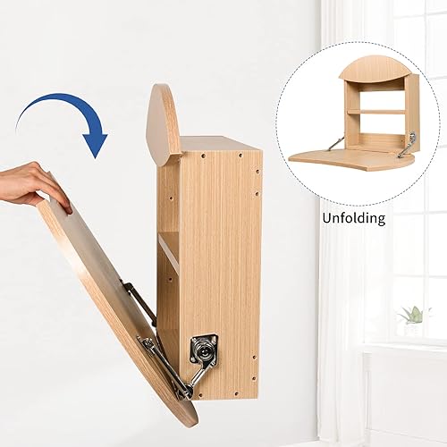 Miniatura 6 de KIKOQEEN - Mesas de tocador montadas, mesa de pared plegable, escritorio flotante para maquillaje, mesa multifuncional que ahorra espacio con cajón