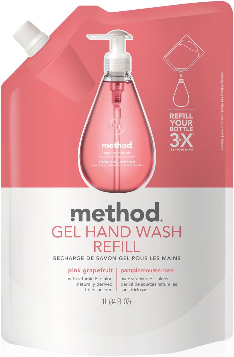 Method Gel Hand Soap Refill, Pink Grapefruit, Biodegradable Formula, 34 Fl Oz (Pack of 1)