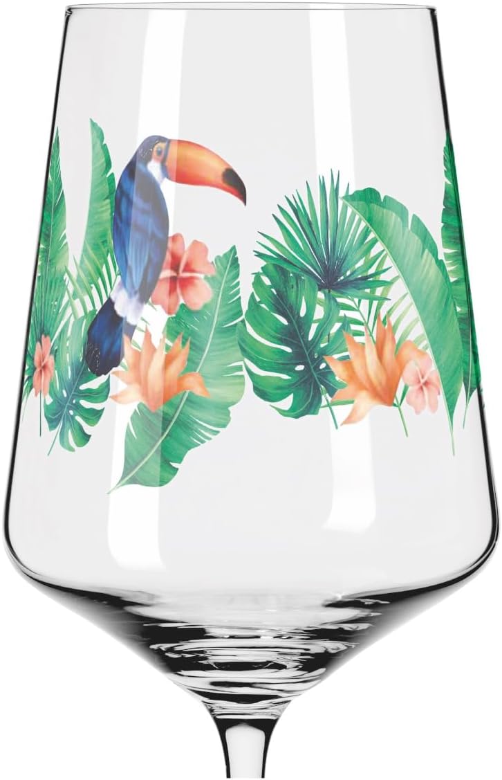 RITZENHOFF 2931013 Aperitif Glass 500 ml - Summer Tau Series - Motif No. 13 with Colourful Tucan - Made in Germany