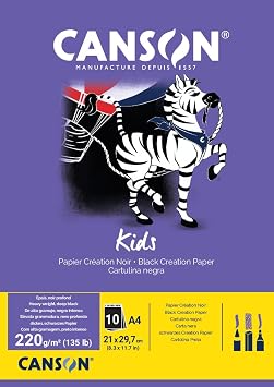 Canson Kids 5+ A4 220 GSM Creation Pad - Black Pack of 10 Sheets