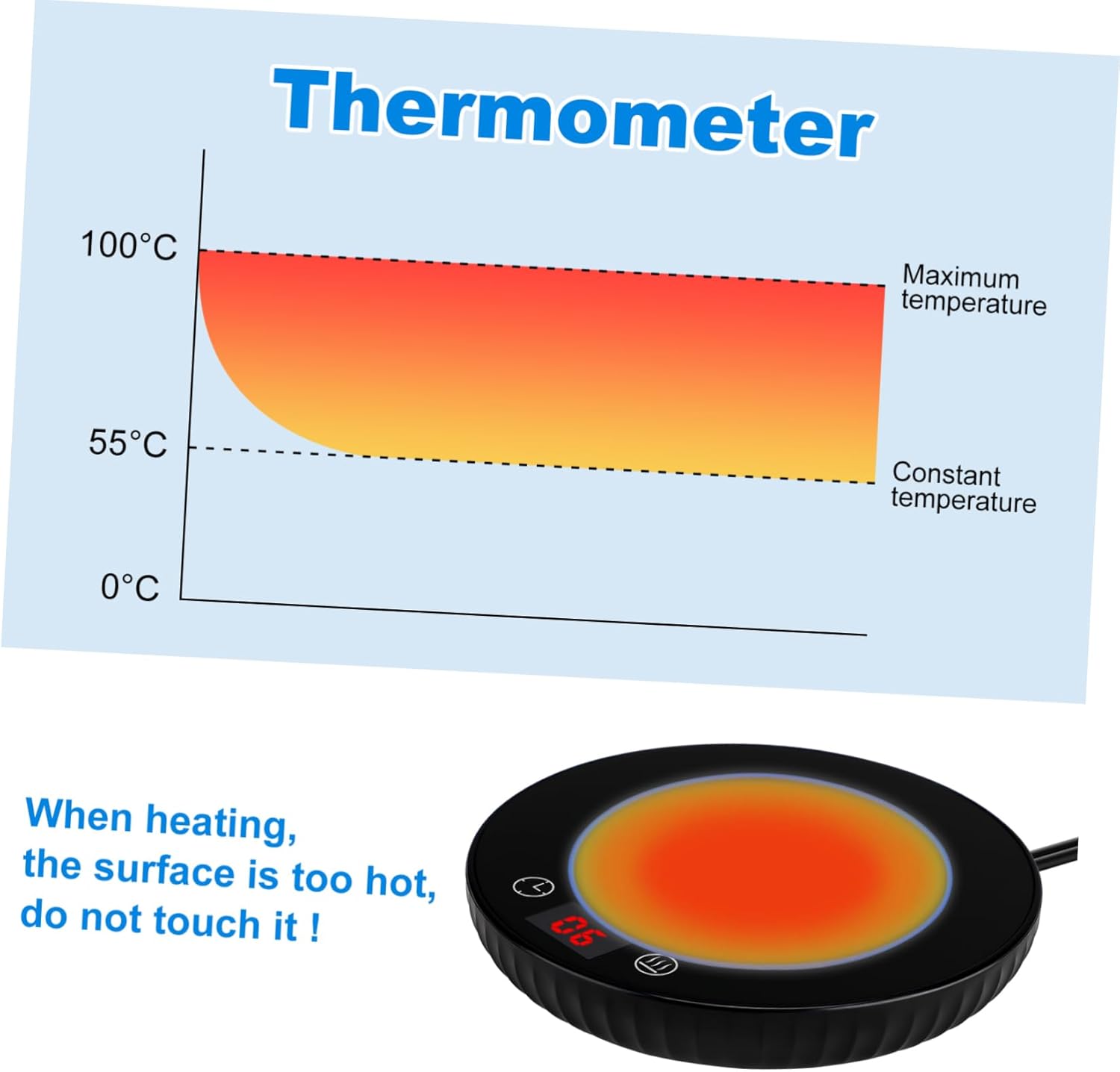 55degree Insulated Coffee Mug Warmer Thermostatic Coaster Safe Electric Cup Heater for Office