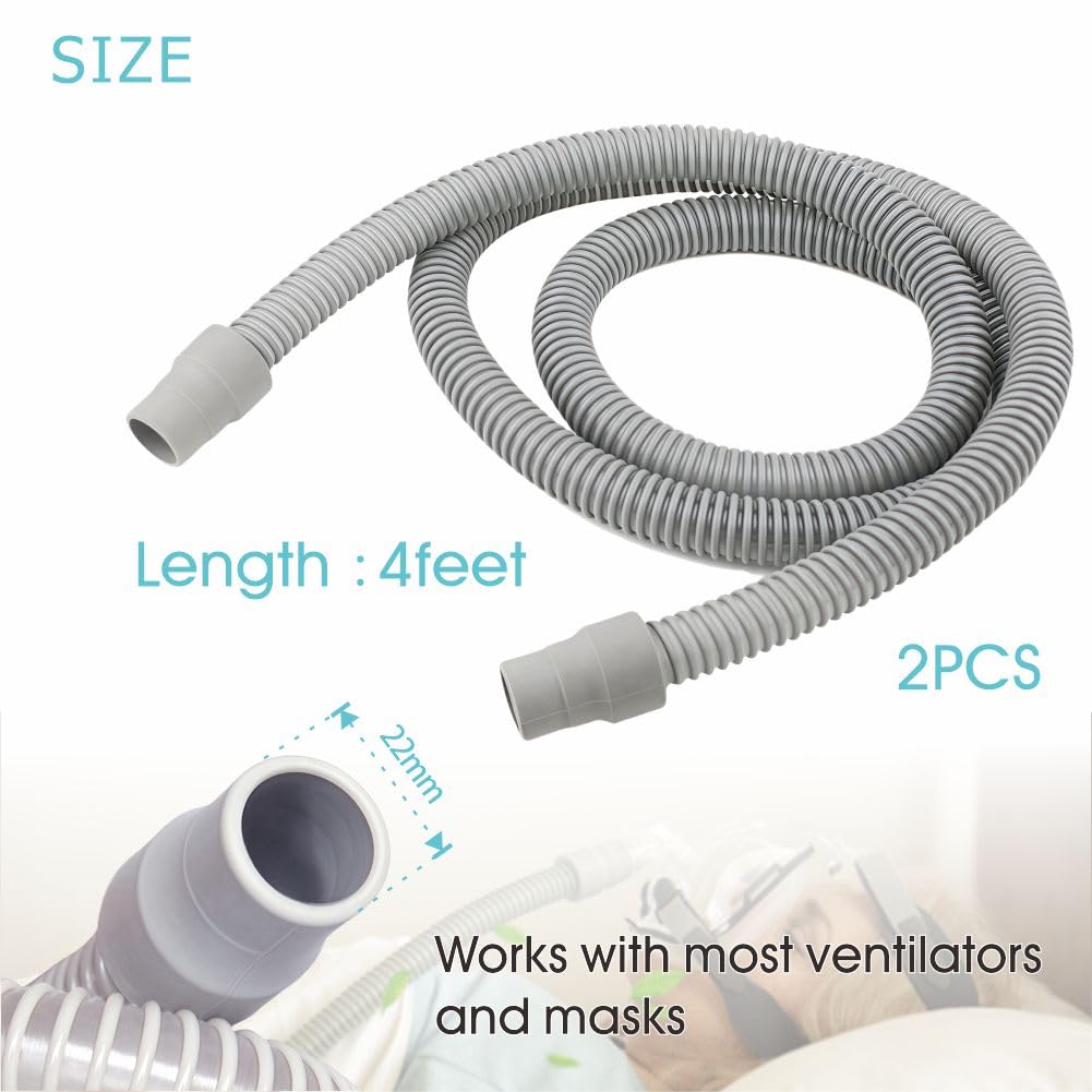 Universal Replacement Connection Hose Compatible with Resmed Airsense, Philips Respironics, Fisher & Paykel, 22 mm Cuffs, 2 Pcs (4 feet)