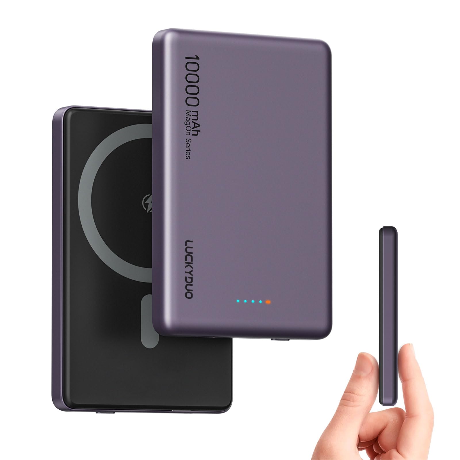 LUCKYDUO Mag-Safe Power Bank 10.000mAh Batteria Esterna Magnetica Senza Fili Ultra Sottile da 0,47 Pollici per Caricatore Portatile Magsafe PD 20W USB-C Ricarica Rapida per iPhone Serie 15/14/13/12