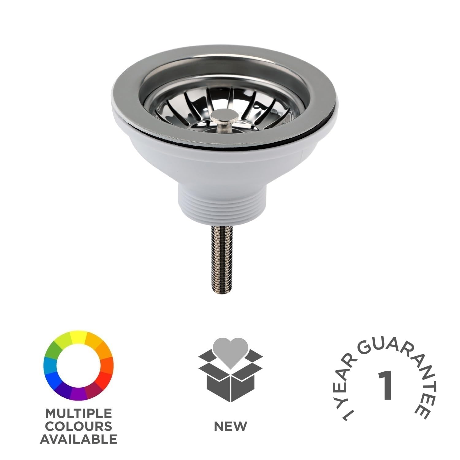 nuie FW613 Taps Basket Strainer 90mm Kitchen Sink Waste, 115mm, Brushed Nickel - Image 3